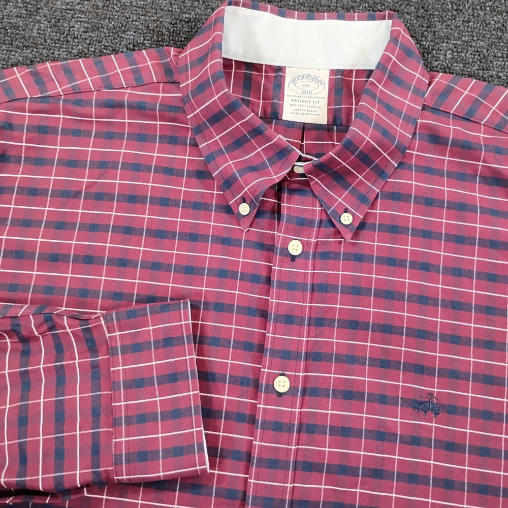 Brooks Brothers Shirt Mens XXL Regent Fit Plaid Check Button Down Stretch Oxford